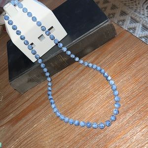 FREE w/purchase. Vintage necklace. Pretty blue/marbled white beads.
